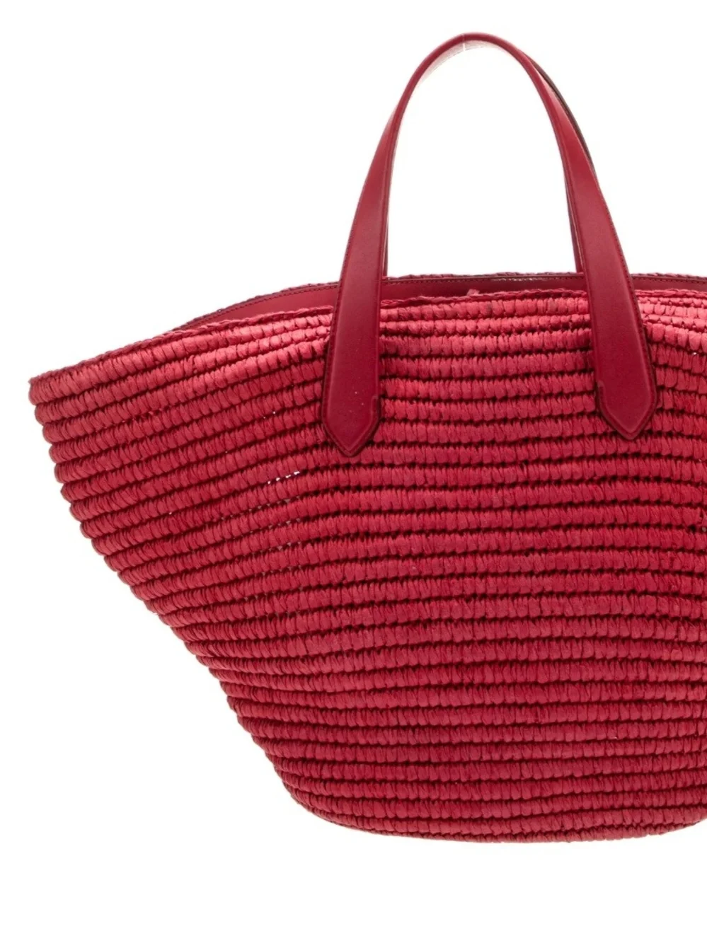 kate spade red woven raffia tote with tassel - Picture 2 of 5